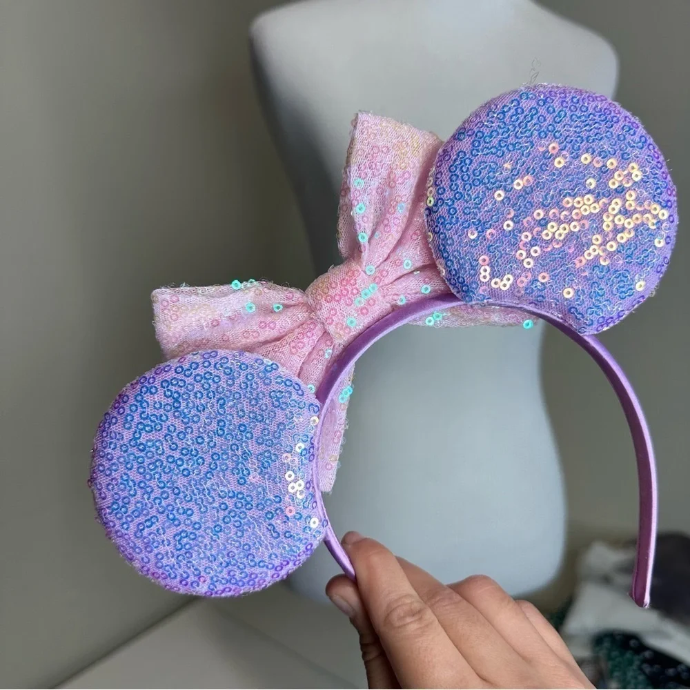 Disney Sequin Minnie Mouse Ears Headband - Pink and Blue